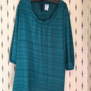Just My Size Turquoise 3/4 Sleeve Top, Sz 3X